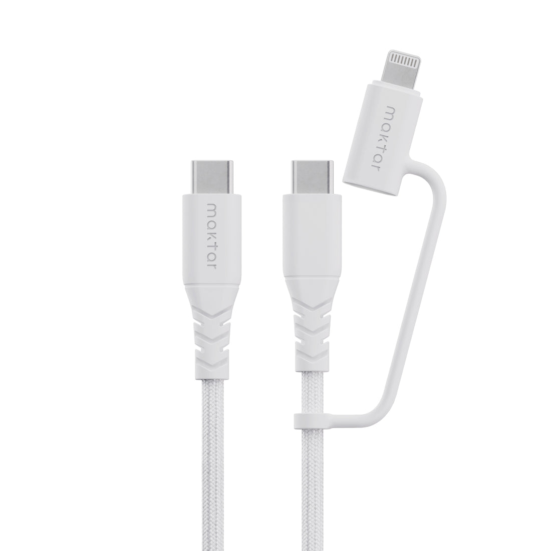 Maktar CCL 2-in-1 USB-C to Lightning Cable, MFi Certified, Nylon Braided, Fast Charging, 60W Output, 1.2m Length