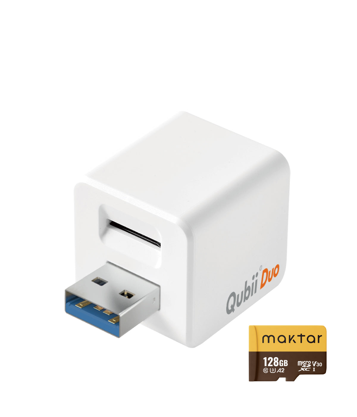 MAKTAR MFi-Certified Qubii Duo USB-C Auto Photo Storage & iPhone Backup While Charging Ends icloud fees. Free APP Apple Android One Button Restore and Backup with Photo Management