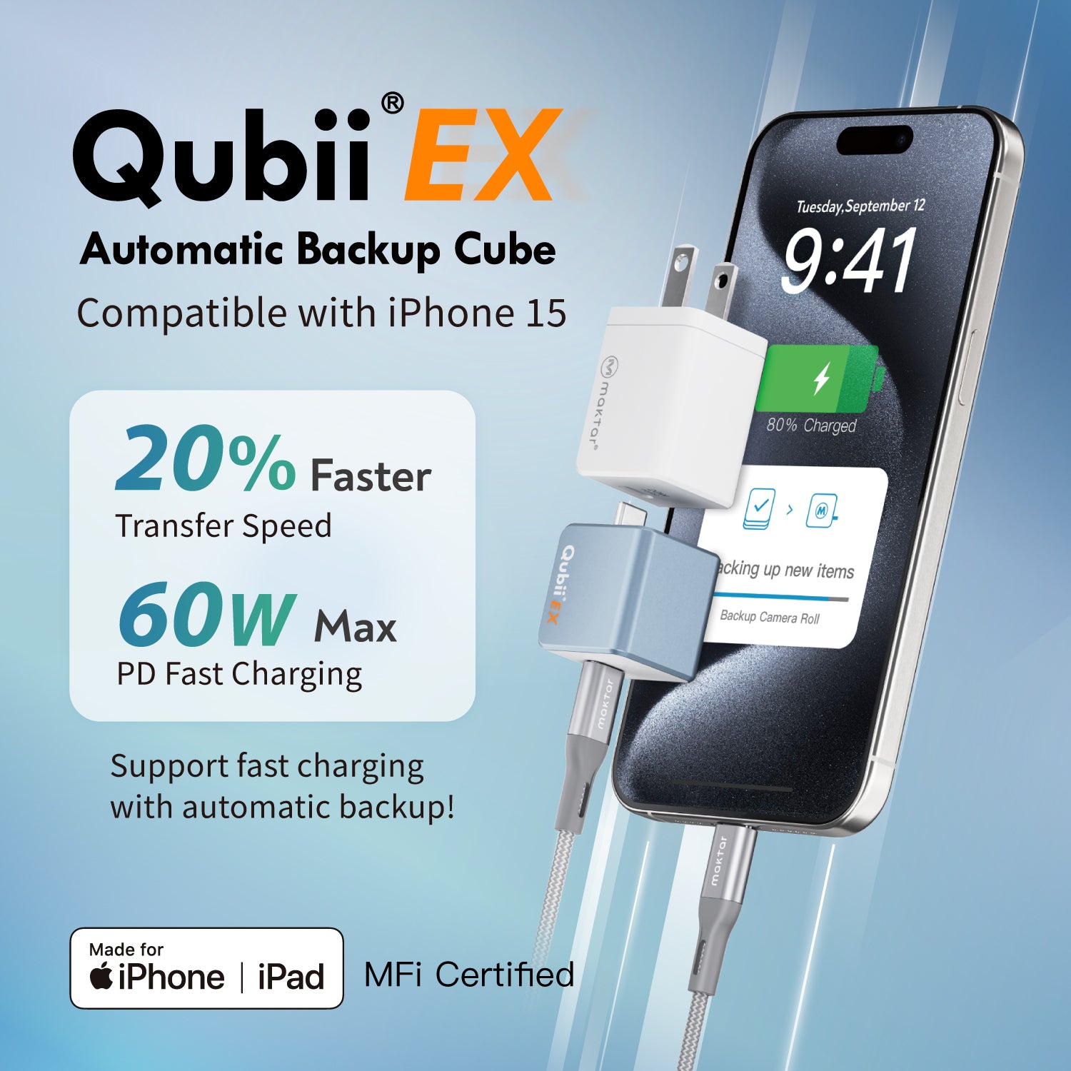 Qubii EX : Ultra Fast USB-C Automatic Backup Cube with capacity