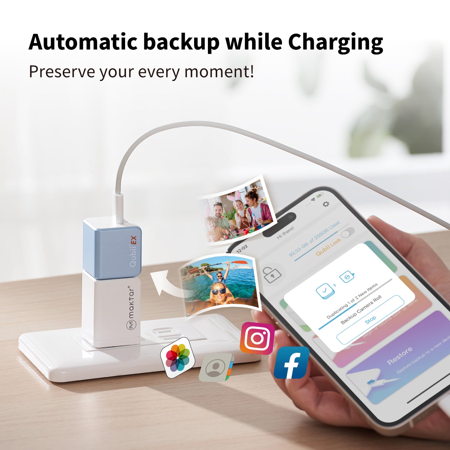 Qubii EX : Ultra Fast USB-C Automatic Backup Cube with capacity