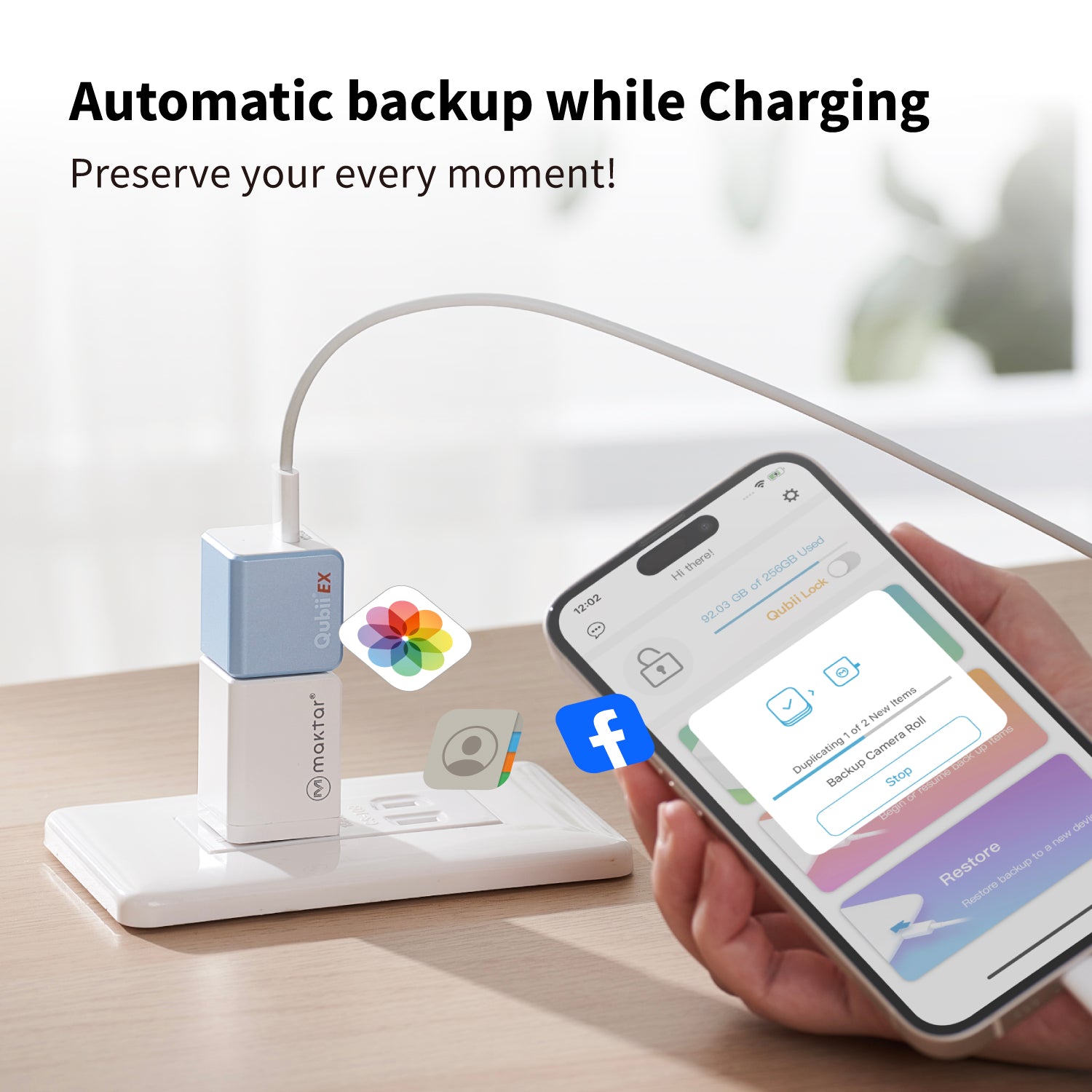 Qubii EX : Ultra Fast USB-C Automatic Backup Cube with capacity