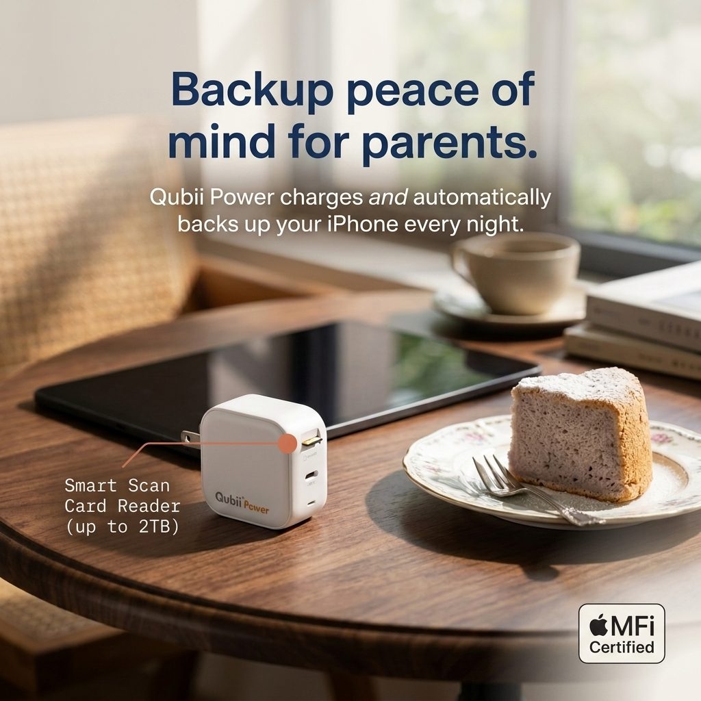 Backup peace of mind for parents — set it once, backs up every night