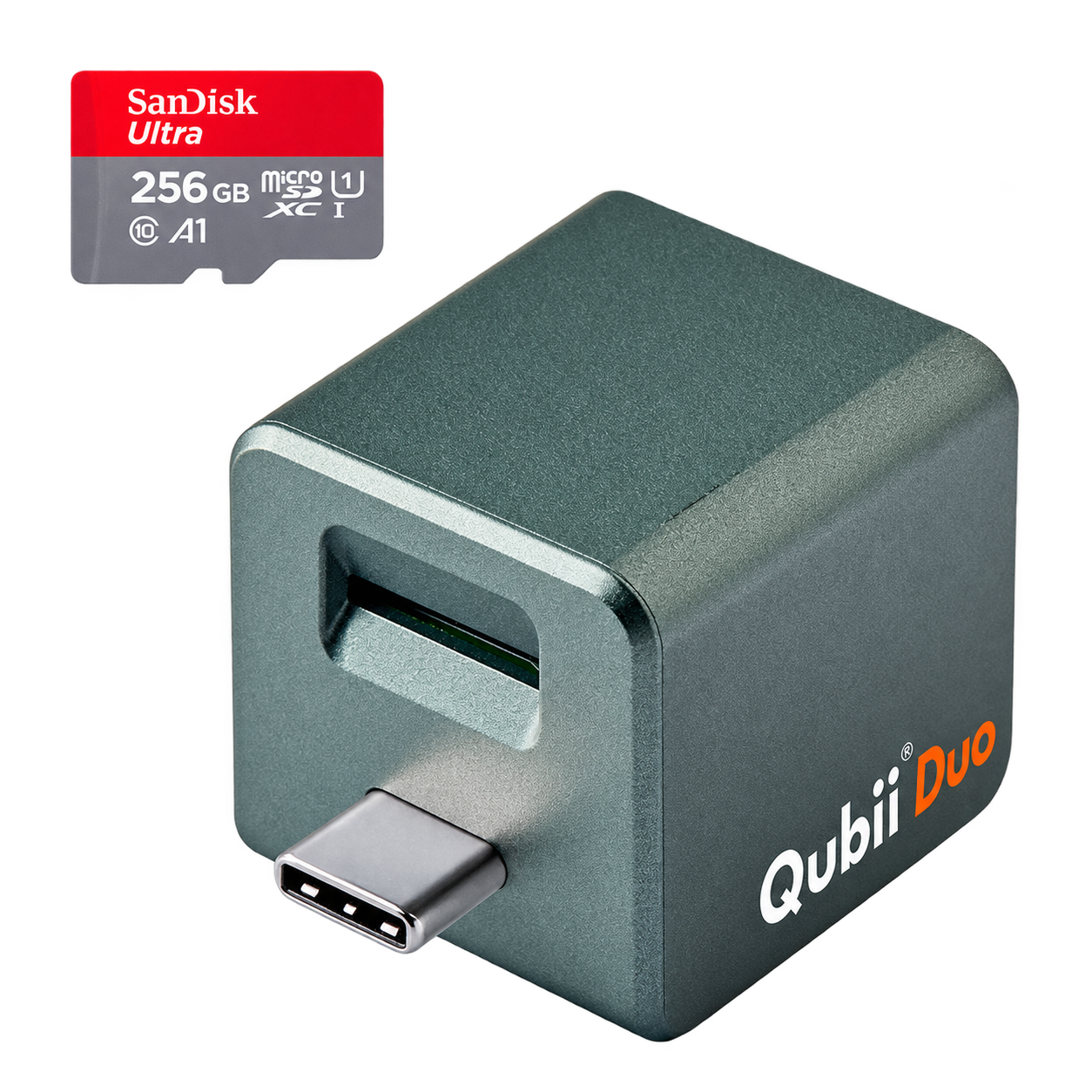 Midnight Green Qubii Duo with included 256GB SanDisk microSD card
